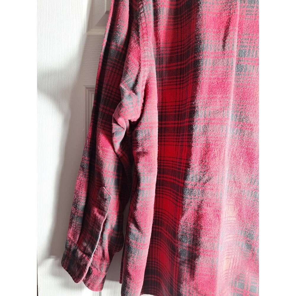 L.L. Bean Womens XL Red Flannel Vintage 90s/80s Button Front Shirt Thick - Picture 12 of 14